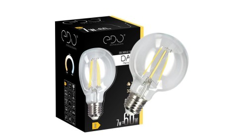 Żarówka dekoracyjna DARI LED Filament, 7W, E27, 3000K, 806lm, 230V, CLEAR G80, EDO777631 EDO
