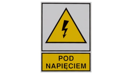 Tabliczka /znak ostrzegawczy/ TZO 52X74S /POD NAPIĘCIEM/ E04TZ-01011110800 /10szt./