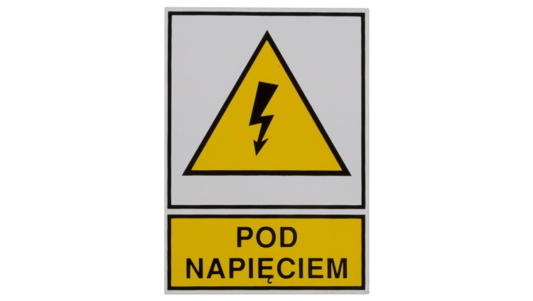 Tabliczka /znak ostrzegawczy/ TZO 52X74S /POD NAPIĘCIEM/ E04TZ-01011110800 /10szt./