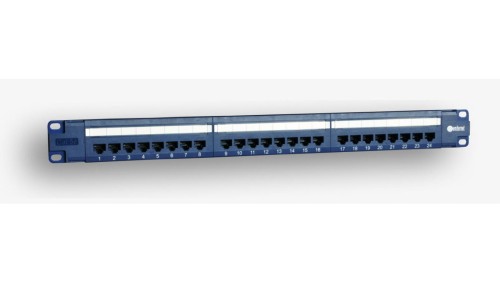 Panel 19, 24 x RJ45 UTP kat. 5e (1U) z półką, niebieski (PoE) DCN/PPFB-652K-248-C5E