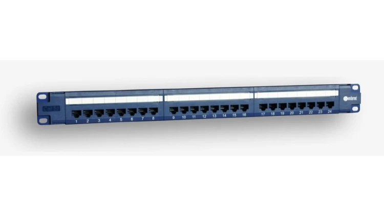 Panel 19, 24 x RJ45 UTP kat. 5e (1U) z półką, niebieski (PoE) DCN/PPFB-652K-248-C5E