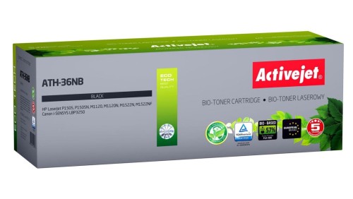BIO Toner Activejet ATH-36NB (zamiennik HP 36A CB436A, Canon CRG-713 Supreme 2000 stron czarny). Proszek w tonerze jest biodegra
