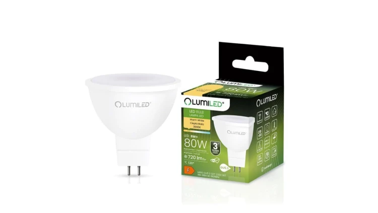 Żarówka LED GU5.3 MR16 8W = 80W 720lm 3000K Ciepła 120 Lumiled
