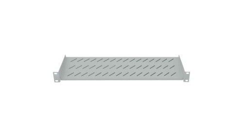Półka 1U 150mm Rack 19, 2 pkt mocowania, perforowana, szara