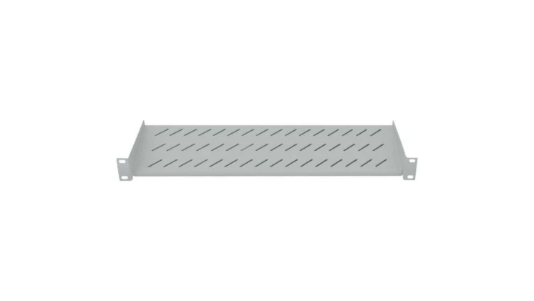 Półka 1U 150mm Rack 19, 2 pkt mocowania, perforowana, szara