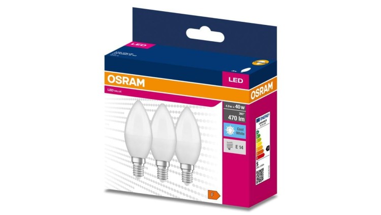 3PAK Żarówka LED E14 B35 4,9W = 40W 470lm 4000K Neutralna 200 OSRAM VALUE