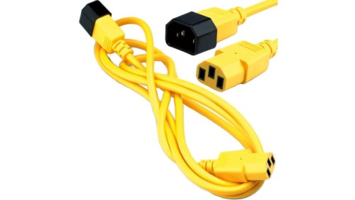 Przedłużacz zasilający 230V IEC320 C14/ C13 0,8m żółty