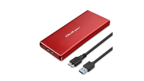 Qoltec Aluminiowa Obudowa Kieszeń na dysk M.2 SSD SATA NGFF USB 3.0 Super speed 5Gb/s 2TB Czerwony