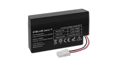 Qoltec Akumulator AGM 12V 0.8Ah Bezobsługowy Wydajny LongLife do zabawek, pojazdów