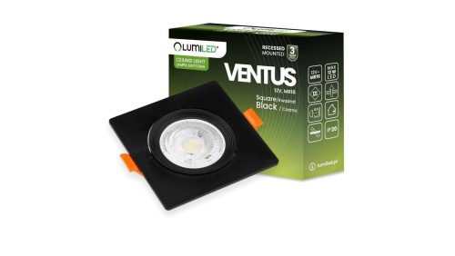 Oprawa Podtynkowa Ruchoma Kwadratowa Czarna GU10 MR16 VENTUS Lumiled
