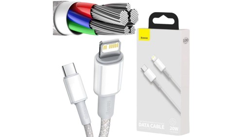 KABEL USB-C -Lightning / iPhone Baseus Cafule CATLGD-02 1m 20W PD Quick Charging BIAŁY W OPLOCIE