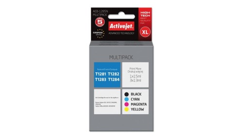Tusz Activejet AEB-1285N (zamiennik Epson T1281, T1282, T1283, T1284 Supreme 1 x 15 ml, 3 x 13 ml czarny, czerwony, niebieski, ż