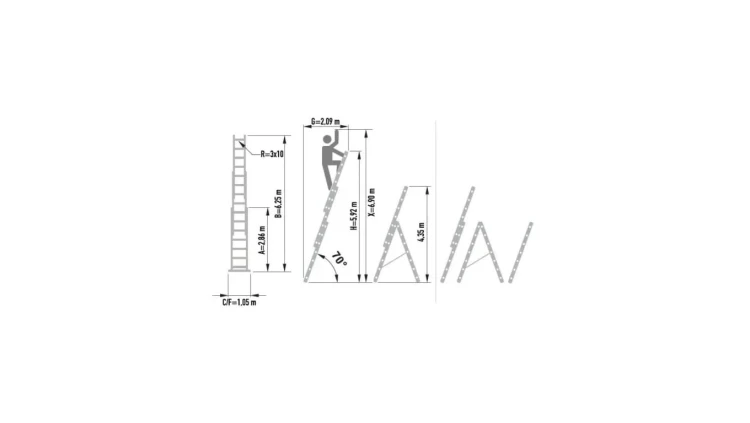 Drabina aluminiowa 3-elementowa 3x10 ALVE 7610