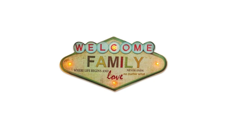 Kinkiet METAL RETRO LED Welcome Family Forever Light