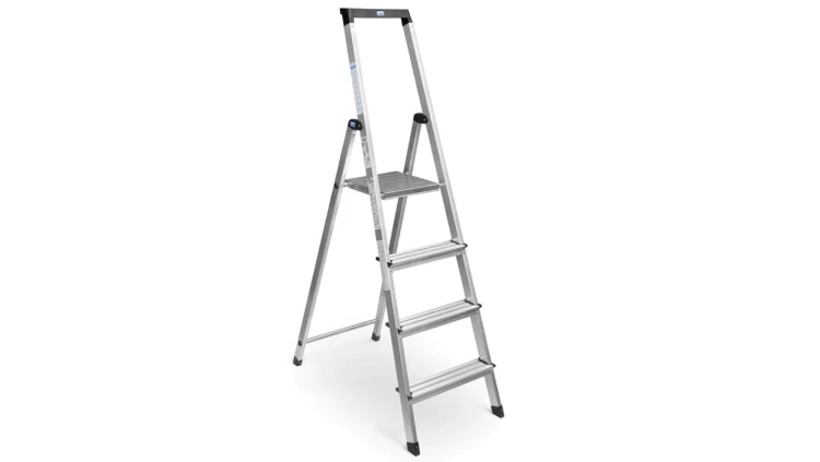 Drabina aluminiowa wys robocza 2,85m 4 stopnie po złożeniu: 45x11x160cm 3,7kg 126221