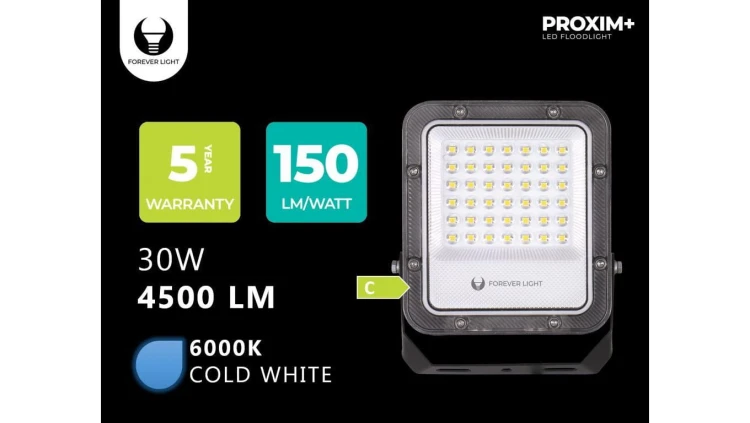 Naświetlacz LED PROXIM+ 30W 6500K 4500lm 230V IP65 Forever Light 150lm/W 5 LAT GWARANCJI