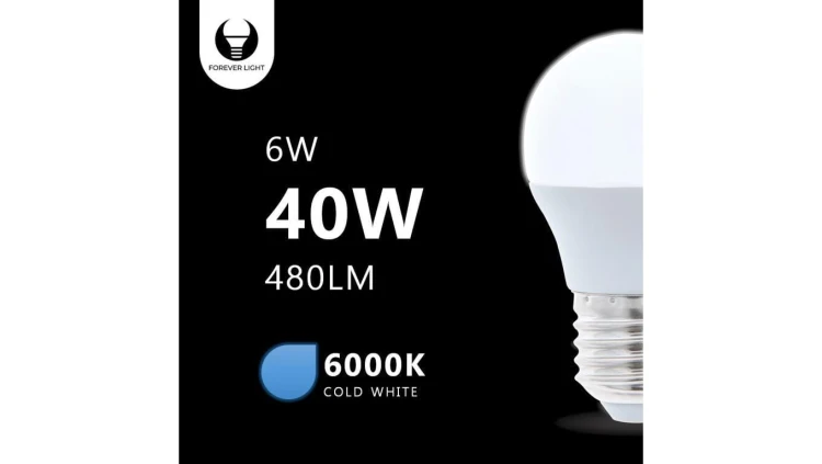 Żarówka LED E27 G45 6W 230V 6000K 480lm Forever Light RTV003658