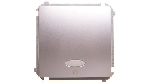 Simon Basic Łącznik dwubiegunowy z podświetleniem 10AX 250V, szybkozłącza, srebrny mat BMW2L.01/43