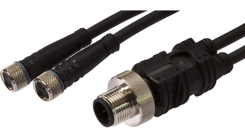 Y kabel połączeniowy, 1m, 2x M8 żeński (gniazdo) 3pin prosty, 1x M12 męski (złącze) 4pin, VK100E84