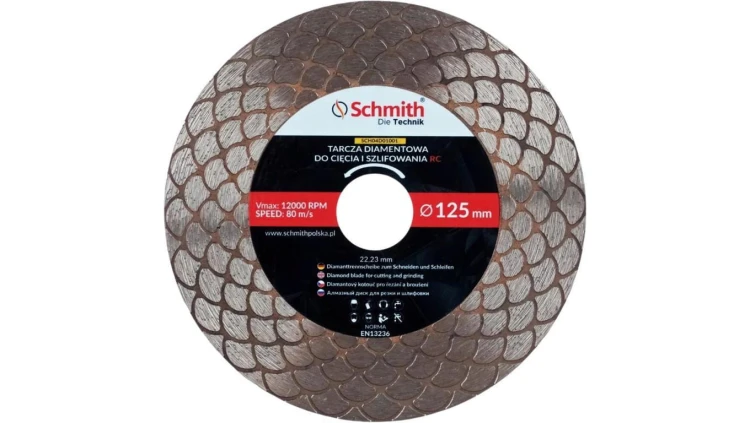 Tarcza diamentowa 125 do cięcia szlifowania RC z redukcją kąt 45 st. Schmith