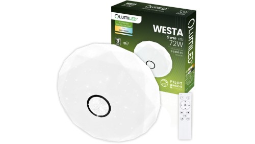 Plafon LED Lampa Sufitowa Natynkowa WESTA 72W CCT Biały Okrągły 50cm + PILOT LUMILED