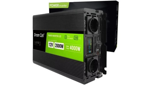 PRZETWORNICA NAPIĘCIA Green Cell PowerInverter LCD 12V / 230V 2000W/4000W CZYSTA SINUSOIDA