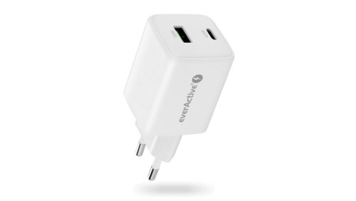 Ładowarka sieciowa everActive GaN SC-450Q z gniazdem USB oraz USB-C PD PPS QC4+ 45W