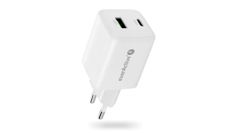 Ładowarka sieciowa everActive GaN SC-450Q z gniazdem USB oraz USB-C PD PPS QC4+ 45W