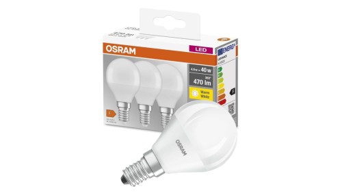 3PAK Żarówka LED E14 P45 5W = 40W 470lm 2700K Ciepła 300 OSRAM Base