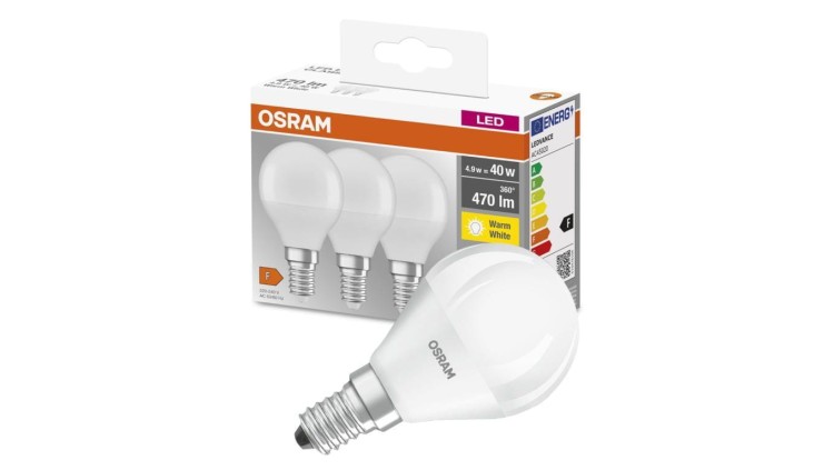 3PAK Żarówka LED E14 P45 5W = 40W 470lm 2700K Ciepła 300 OSRAM Base