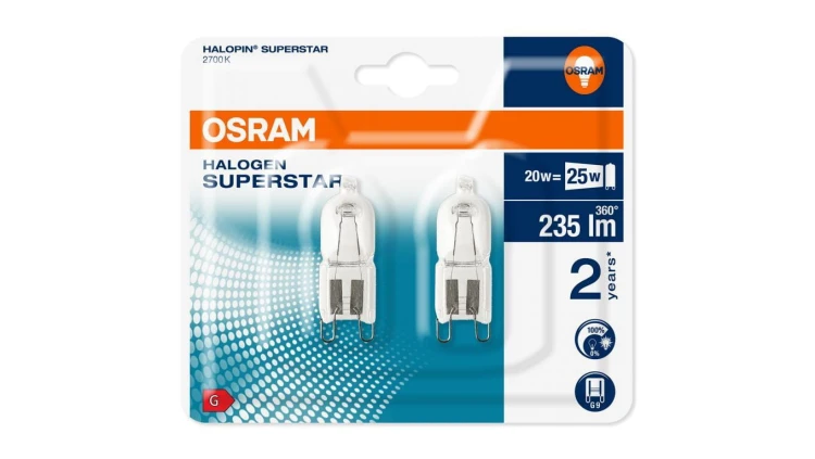 2x Żarówka Halogenowa G9 20W 235lm 2700K OSRAM HALOPIN