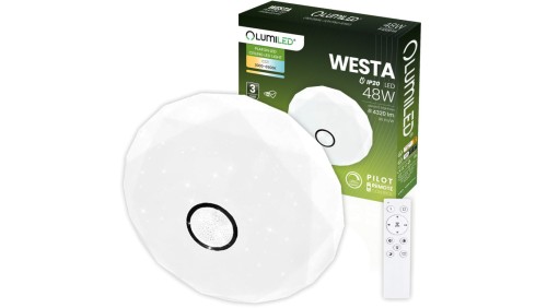 Plafon LED Lampa Sufitowa Natynkowa WESTA 48W CCT Biały Okrągły 40cm + PILOT LUMILED
