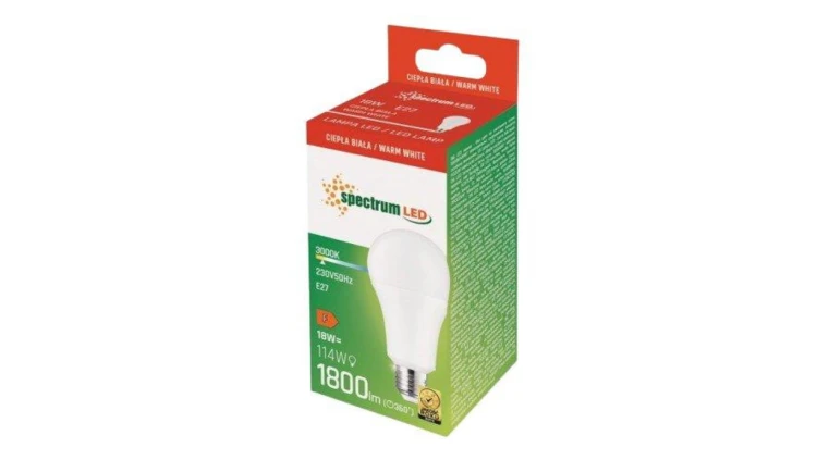 Żarówka LED 18W E27 bańka ciepła Spectrum WOJ14248_A70
