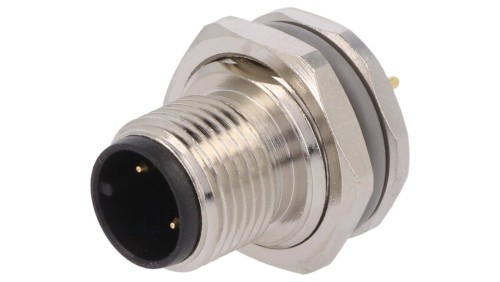 Złącze okrągłe M12 męskie proste montaż THT 3pin 250V T4140012031-000