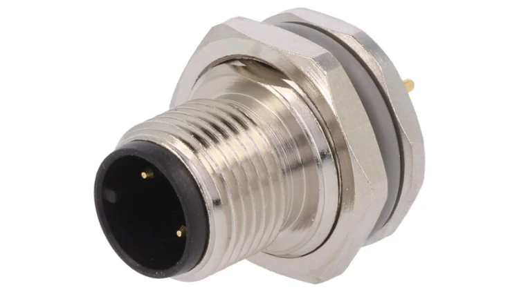 Złącze okrągłe M12 męskie proste montaż THT 3pin 250V T4140012031-000