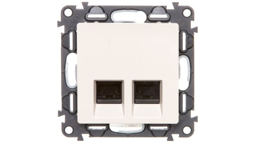 VALENA LIFE Gniazdo komputerowe podwójne RJ45 kat.5e UTP kremowe 753241