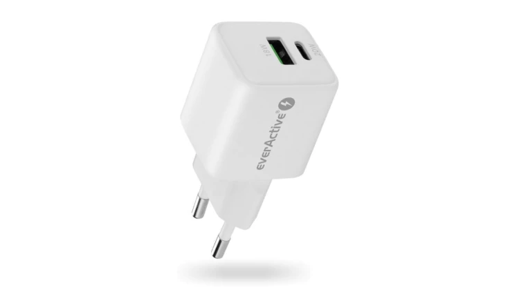 Ładowarka sieciowa everActive GaN SC-330Q z gniazdem USB QC3.0 oraz USB-C PD 20W