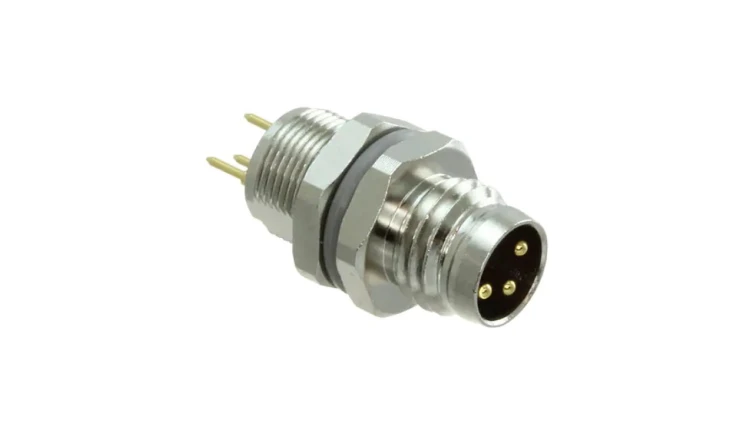 Złącze okrągłe M8 męskie proste montaż THT 3pin 60V T4042014031-000