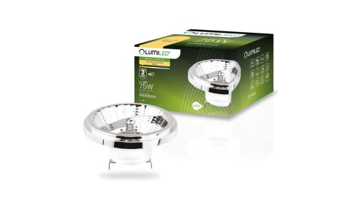 Żarówka LED G53 AR111 10W = 75W 1055lm 3000K Ciepła 24 12V AC/DC Srebrna LUMILED