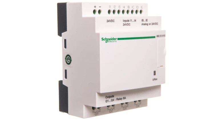 Moduł ZELIO LOGIC 8wejścia cyfrowe 4 wyjścia analogowe 24VDC RTC SR2E121BD