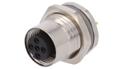 Złącze okrągłe M12 żeńskie proste montaż THT 4pin 250V T4141012041-000