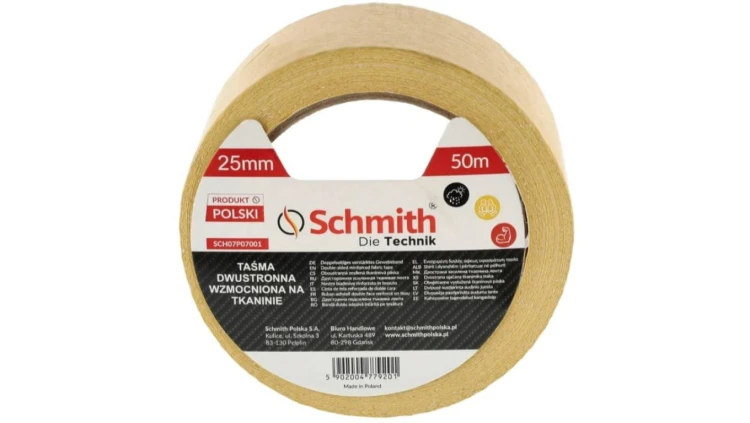 Taśma dwustronna wzmocniona na tkaninie 50mm x 25m SCHMITH