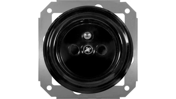 Gniazdo pojedyncze 2P+Z Retro ceramic bez ramki, 16A-250V~, czarne