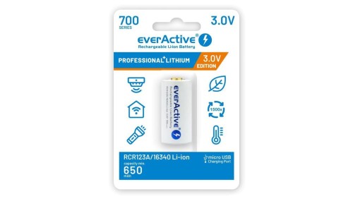 Akumulator Li-Ion 16340 3V 700mAh micro USB z zabezpieczeniem