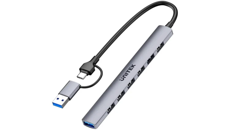 Unitek Hub USB-A/C 7w1 z adapterem