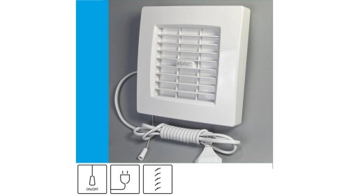 Wentylator domowy Atol 100A przewód z wtyczką, automatyczna żaluzja, fi 100 mm, kolor biały
