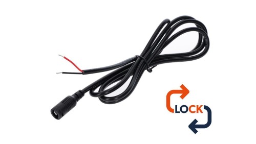 Gniazdo DC 5.5x2.1 przewód czarny 150cm 22awg z blokadą