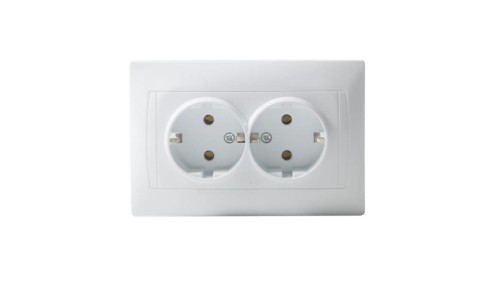 Gniazdo podwójne 2x2P+Z SCHUKO LUNA, 16A-250V~, białe