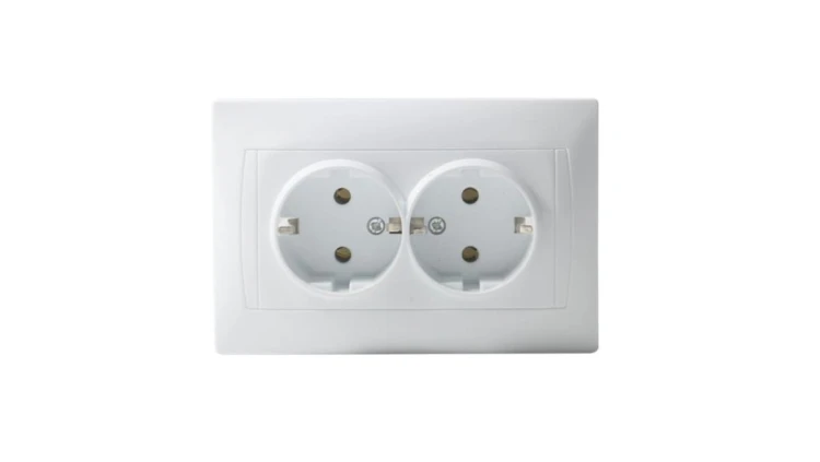 Gniazdo podwójne 2x2P+Z SCHUKO LUNA, 16A-250V~, białe
