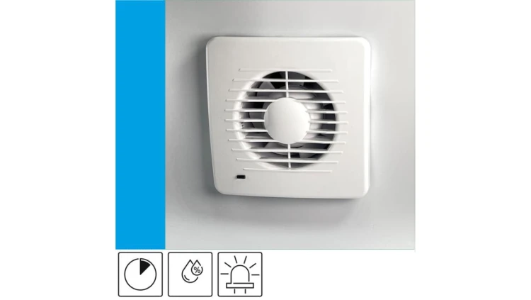 Wentylator domowy Aero DS100HT czujnik wilgotności z opóźnieniem czasowym, kontrolka LED, fi 100 mm, kolor biały
